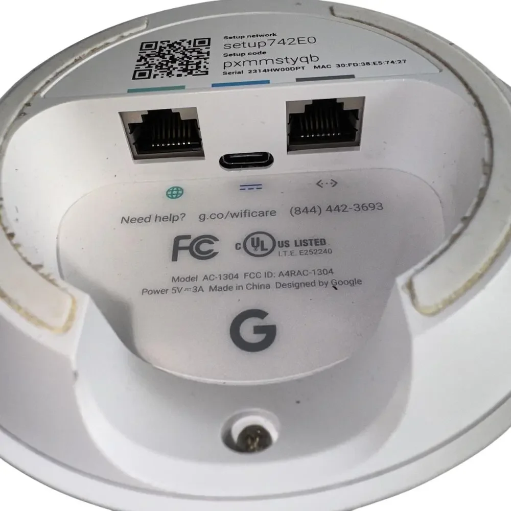 GOOGLE WIFI AC1304 AC1200 MESH ROUTER 2 PACK WHITE DUAL BAND ETHERNET NODES